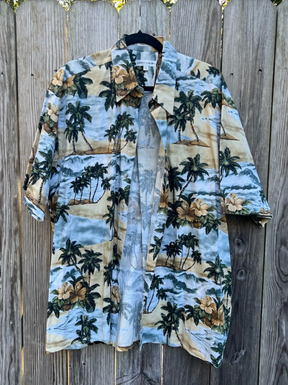 PIERRE CARDIN Palm Tree Tropical Camp Shirt Mens XL